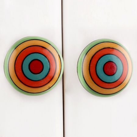 Multicolor Stripe Flat Ceramic Drawer Knob